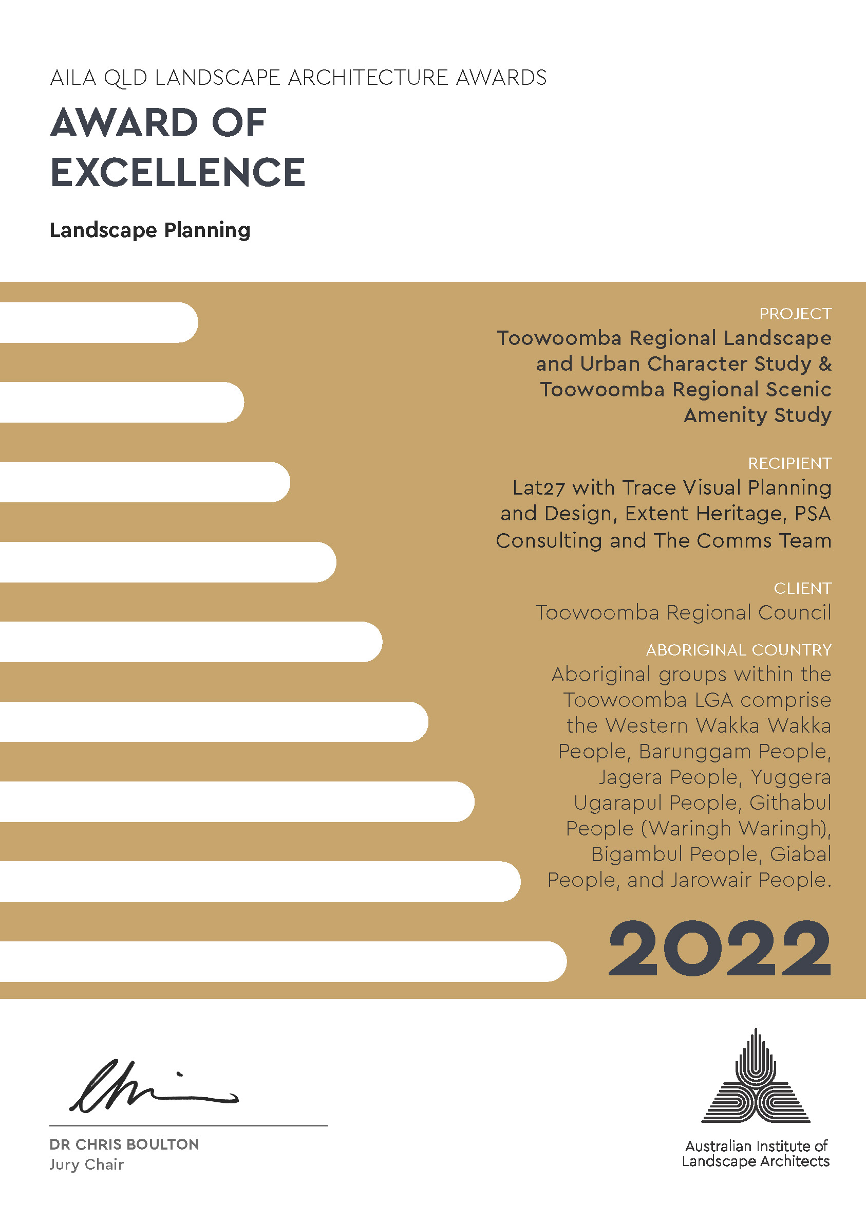 QLD Award of Excellence in Landscape Planning 2022